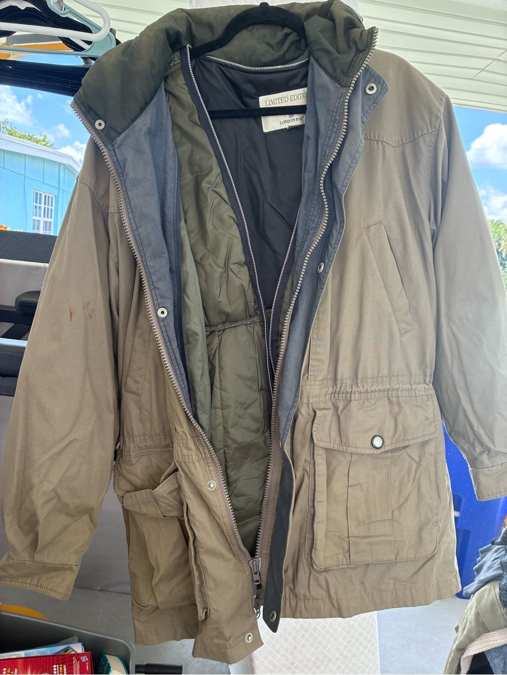London Fog Men's Olive Hooded Field Coat